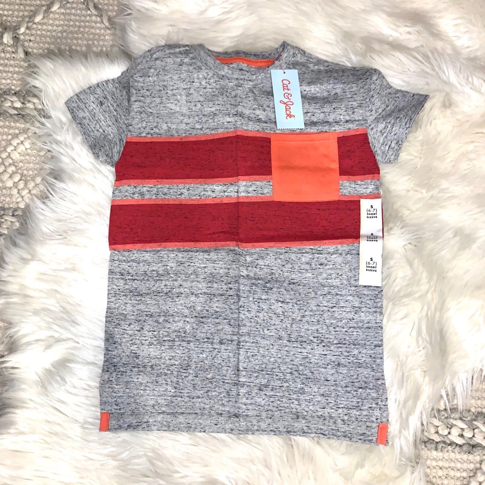 Cat & Jack Boys Striped Pocket Tee Small